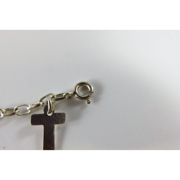 Christian Cross Cable Chain Charm Bracelet in Sterling Silver 7" Spring Ring - Picture 6 of 10